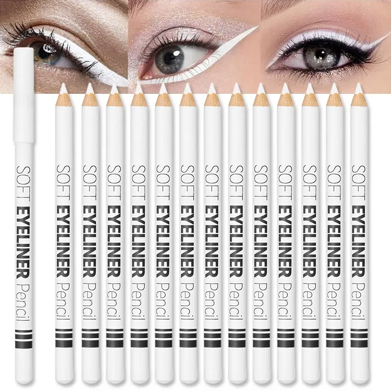 Lápis delineador branco à prova d'água, suave, fácil de usar, iluminador de olhos de longa duração, ferramenta de maquiagem fashion para aplicação suave