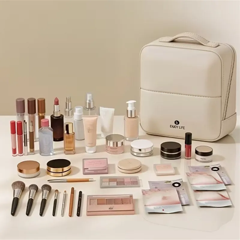 Bolsa de armazenamento para pincéis de maquiagem, bolsa de couro pu com vários compartimentos para ferramentas cosméticas, grande capacidade, organizador de produtos de higiene pessoal para cuidados com a pele — image 5