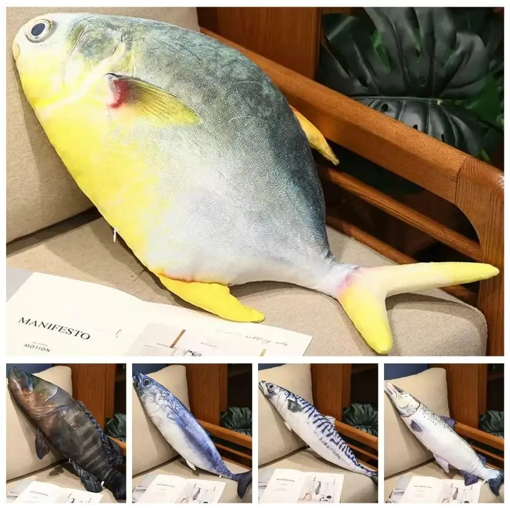 Almofada do sofá pp algodão simulação peixe do mar macio recheado peixe do mar recheado brema salmão peixe travesseiro de dormir quarto