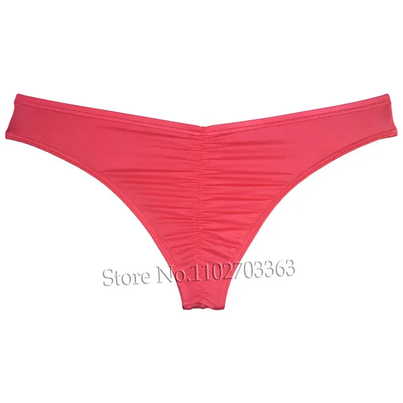 Cuecas de biquíni masculinas, cuecas triangulares, franzir as costas, micro cuecas elásticas brilhantes, verão, cintura baixa, praia, sexy, sedoso e suave — image 6