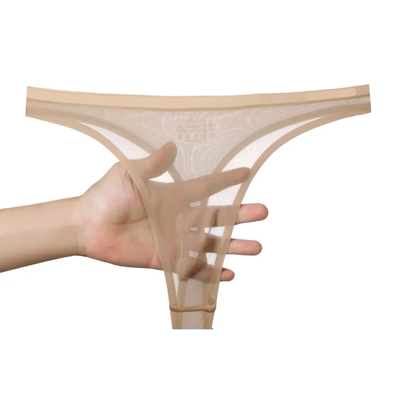 Cuecas masculinas ultrafinas de seda gelo 3d, tanga transparente, roupa íntima, cintura baixa, cuecas de biquíni em u, lingerie