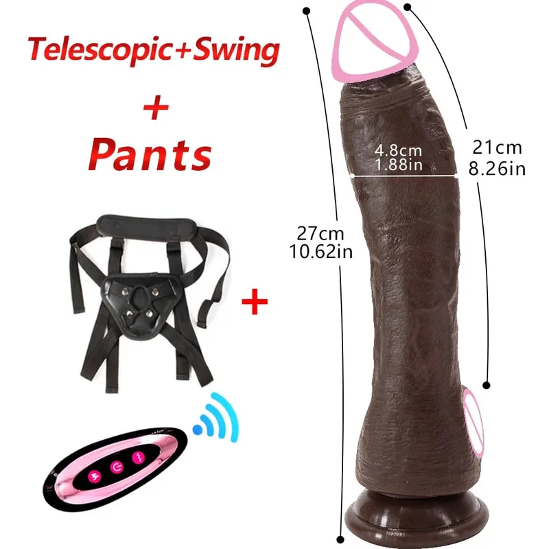 Black xxxL Telescopic Vibrating Dildo Vibrator Heating Thrusting Dildo Sex Toy G-spot Anal Stimulation Vibrating for Women — image 7