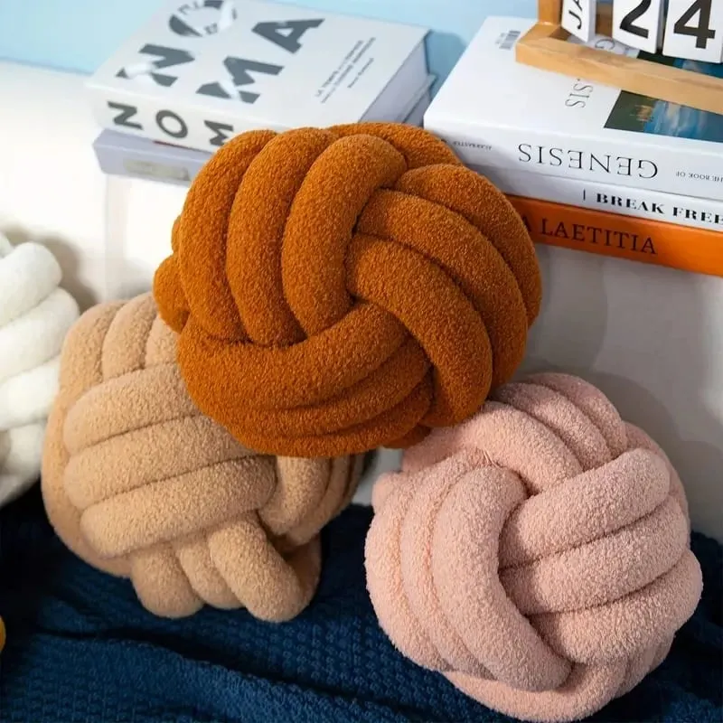 Travesseiro de bola atada para decoração de casa, indeformável, ecológico, bola atada, travesseiro de pelúcia, tecido à mão, bola atada, travesseiro de lance traseiro