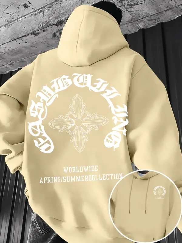Gorgeous Gothic pattern design men's fall-winter American retro trend dark and mysterious atmosphere-themed hooded sweatshirt.