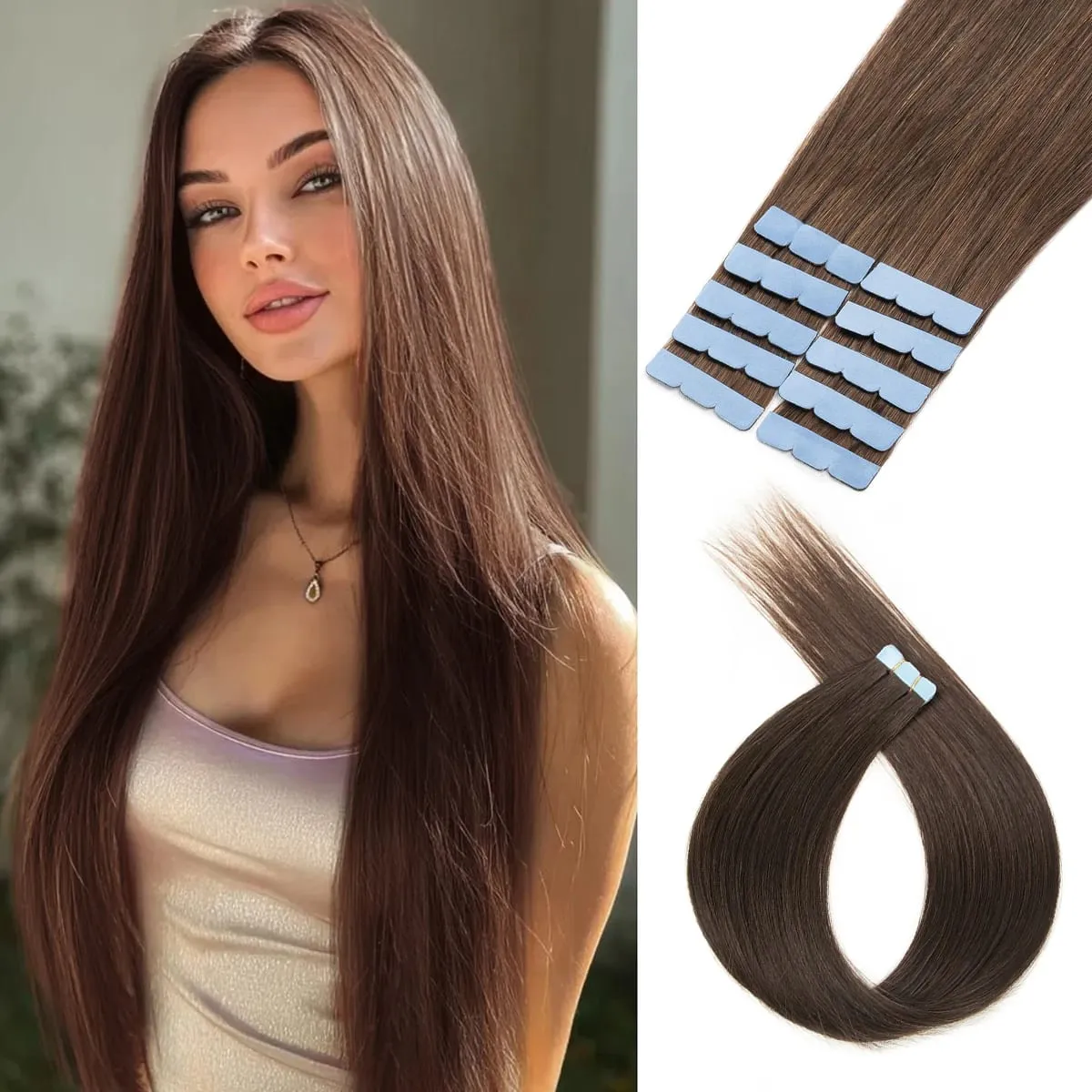 Tape-in Human Hair Extensions Straight Seamless And Invisible Adds Volume And Length Suitable for Daily Wear