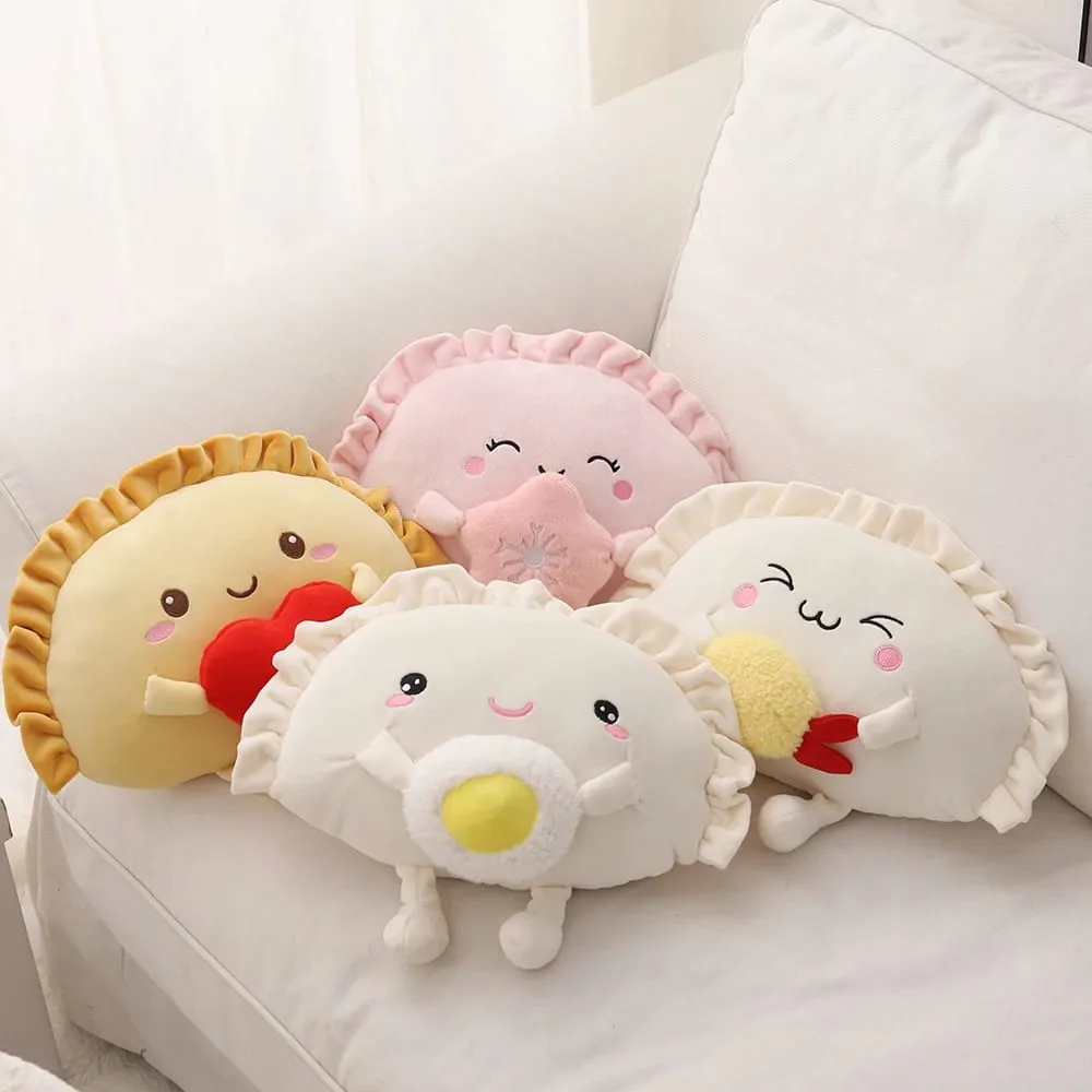 New 35cm Dumpling Plushies Pillow Cushion Kawaii Food Fried Dumpling Soft Toy Heart Cherry Blossom Hug Pillow Cute Gift