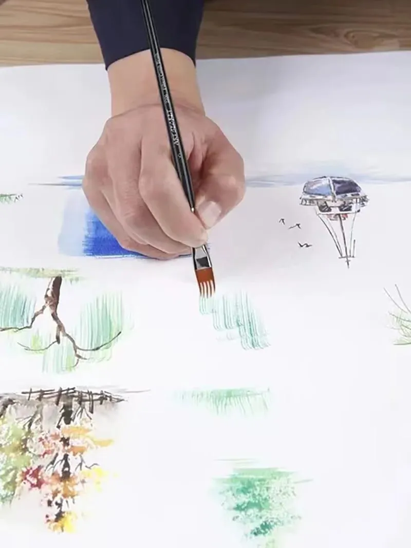 Profissional 5 pçs escova de pente plana pintura de náilon pincéis de desenho artistas a óleo conjunto de escova de pintura para artistas estudante
