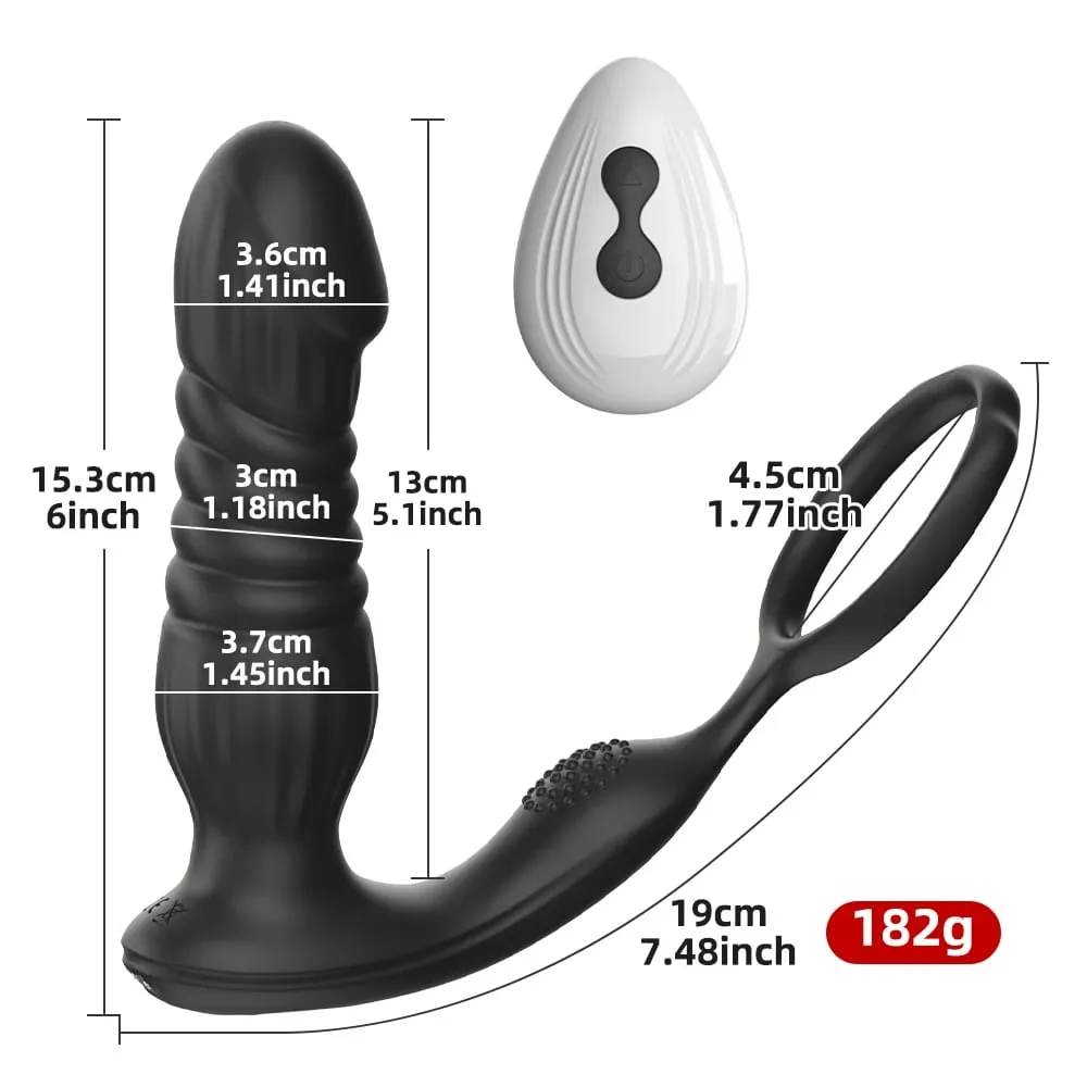 帶陰莖環前列腺按摩器肛門塞振動器遙控肛門塞性玩具男士和情侶用推力肛門振動器
