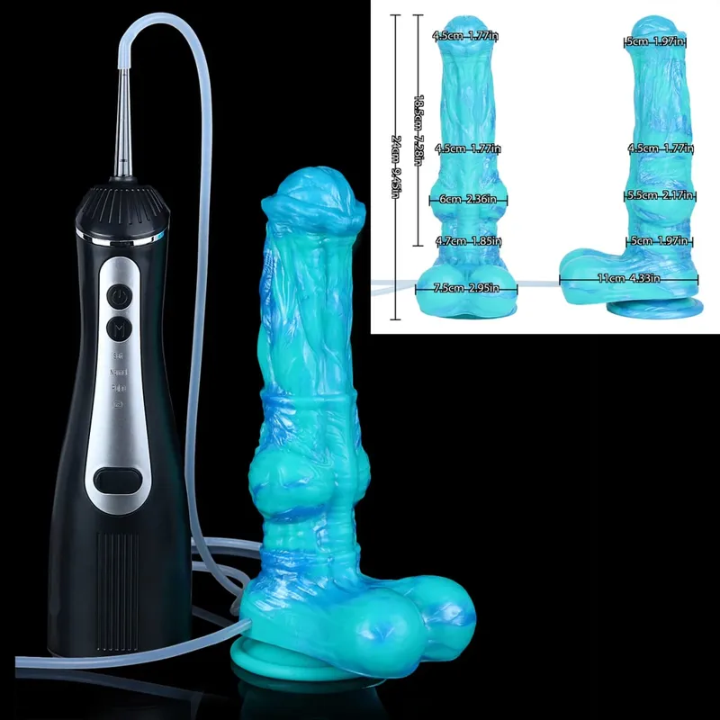 矽膠電動噴射幻想假陽具帶吸盤前列腺按摩器射精陰莖性玩具女式男式