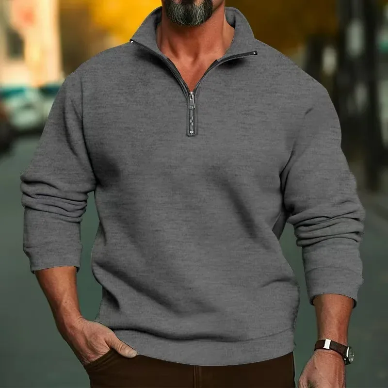 2026 Outdoor Men Zipper Sweatshirts Spring Quarter Zip Pullover Half Zipper Hoodie Men Gym Man Autumn Solid Men Sweatshirt Coat