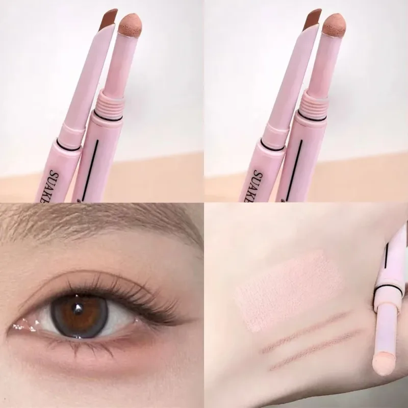 Caneta aegyosal fosca com glitter de extremidade dupla, destaque e sombra, maquiagem para os olhos, delineador em gel para bicho da seda