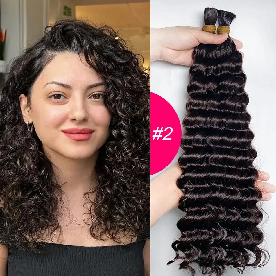 4 # chocolate marrom onda profunda cabelo humano em massa para tranças boho encaracolado trança cabelo 18-30 polegada pacote de cabelo remy brasileiro
