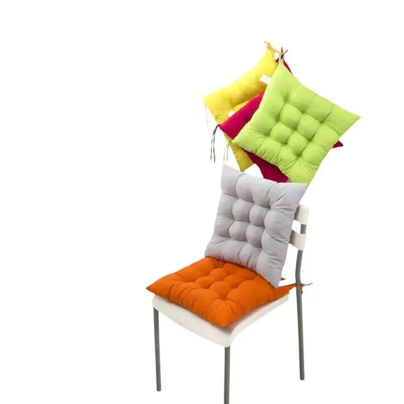 Almofada de assento quadrada acolchoada grossa não deformável com estampas fofas de desenhos animados com laços fixos para sentar por muito tempo