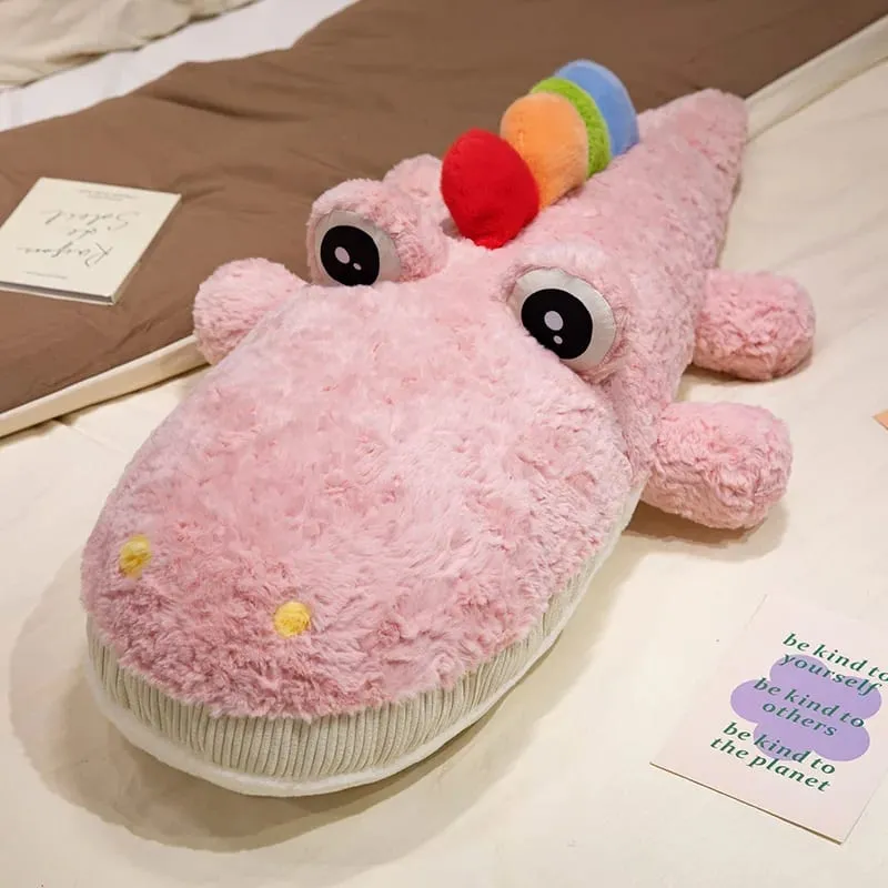 55/75cm bonito deitado crocodilo pelúcia travesseiro postura propensa jacaré almofada de pelúcia sofá cama nap brinquedo de pelúcia decoração para casa presente