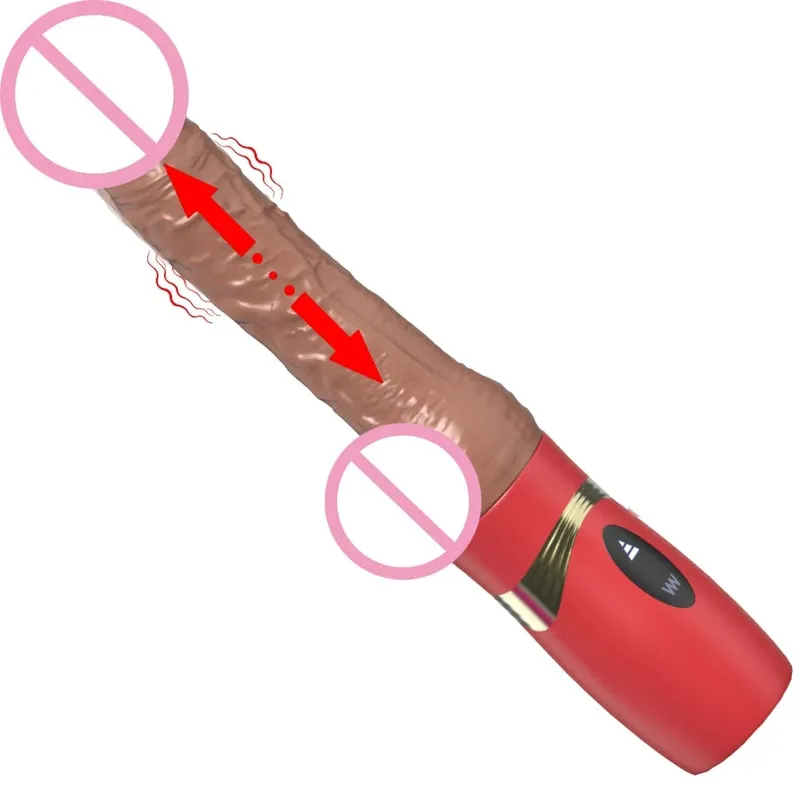 女性逼真推力假陽具振動器帶加熱和伸縮功能肛門陰道刺激器情侶性玩具