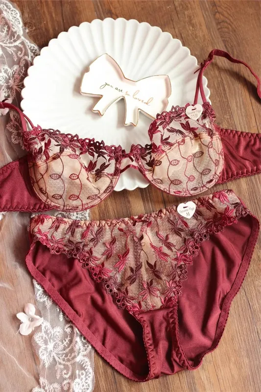 性感超薄紅色蕾絲胸罩套裝| SHOPBOP大尺碼迷你全胸內衣|十二生肖女士內衣|塑身俯臥撐設計