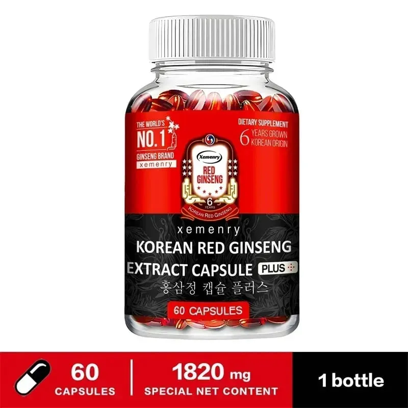 Suplemento coreano de ginseng vermelho - alta potência para desempenho de foco energético, vitalidade e suporte imunológico - para homens e mulheres