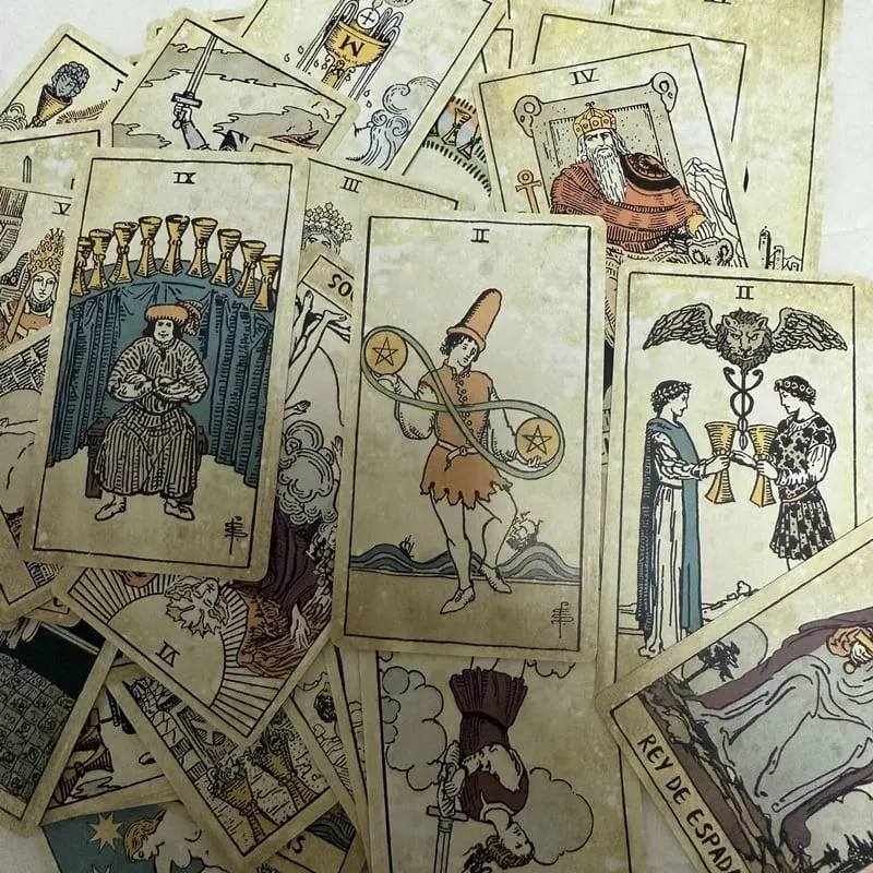 78pcs Vintage Tarot Cards Spanish Edition Board Game Divination Deck for Beginners Oracle Deck