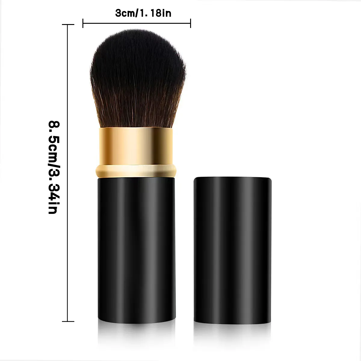 Conjunto de pincéis de maquiagem telescópicos portáteis prontos para viagem - alça de metal para pó de contorno blush tamanho compacto perfeito para On-the-G