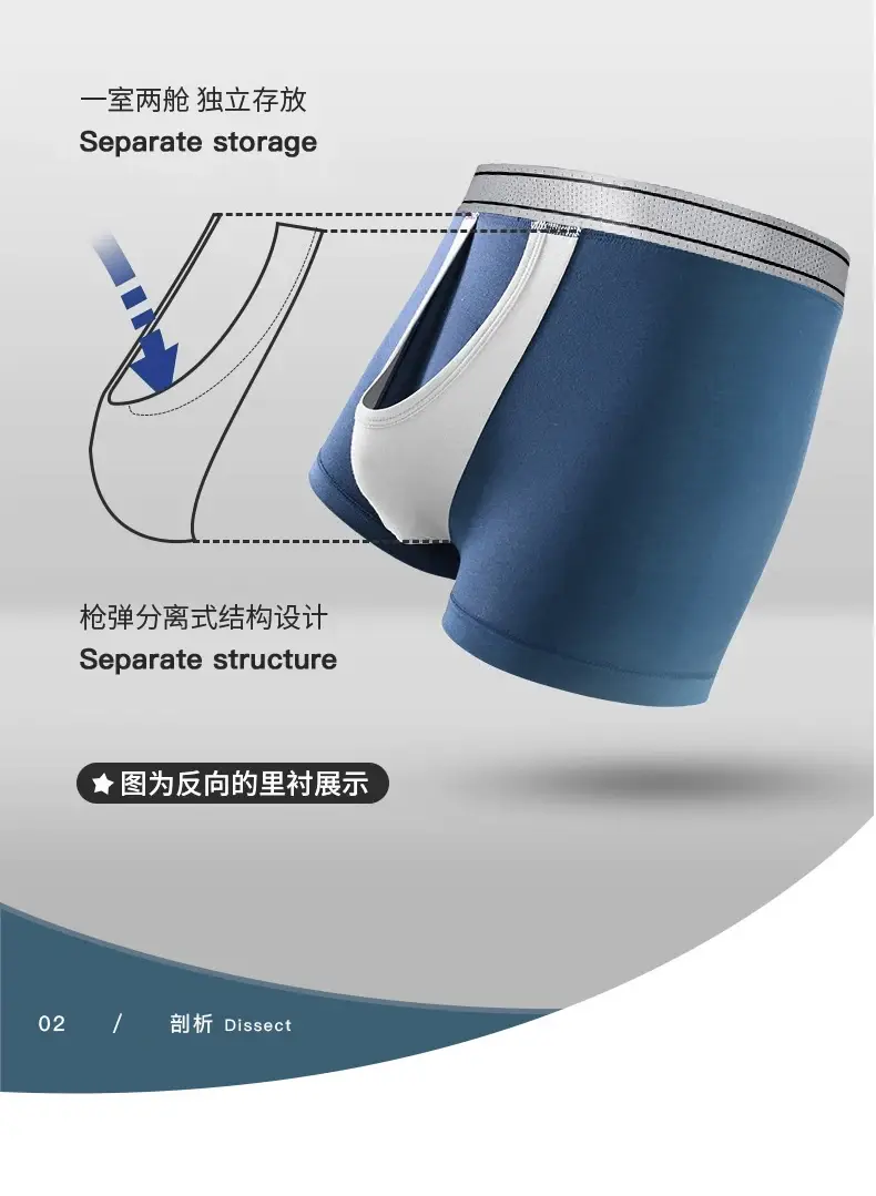 Mens Modal Boxer Shorts Seamless Seperation Bullet Pouch Soft Panties Large Size Breathable Underpants Comfortable Underwear