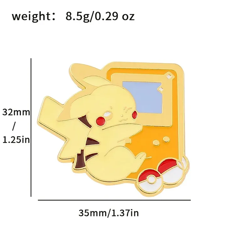Cute Pikachu Brooch Anime Figures Gengar Psyduck Squirtle Togepi Bulbasaur Enamel Lapel Pin Badges on Backpack