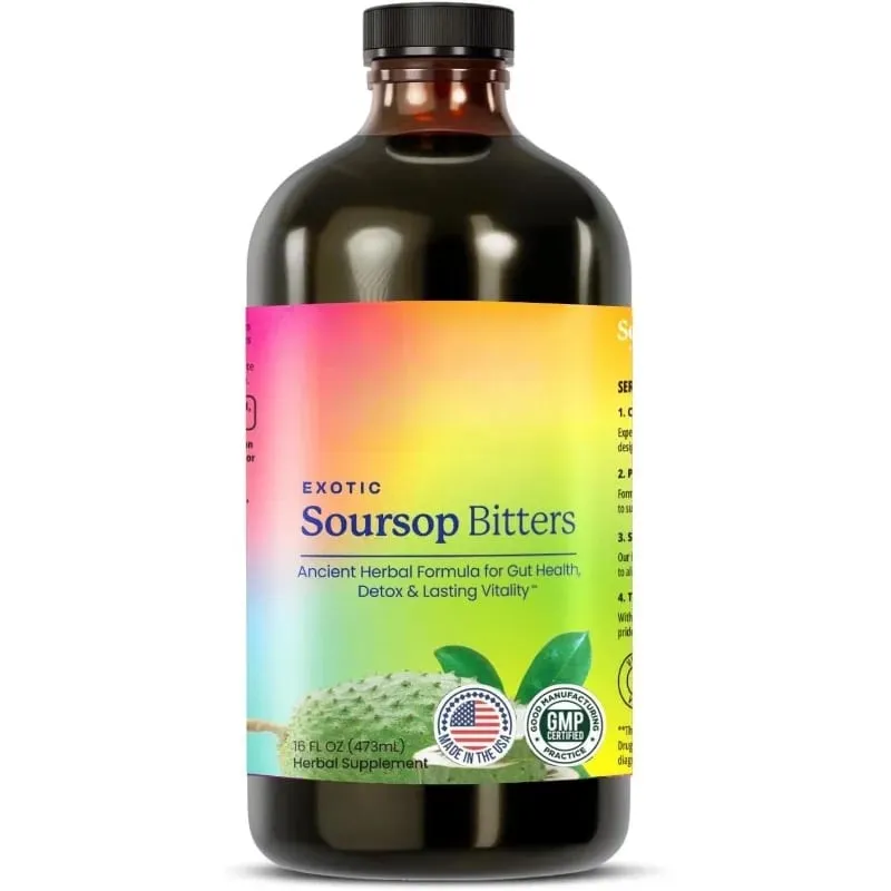 Suplemento de ervas para bem-estar exótico de graviola amarga, fórmula à base de plantas 16 Fl Oz (473ml)