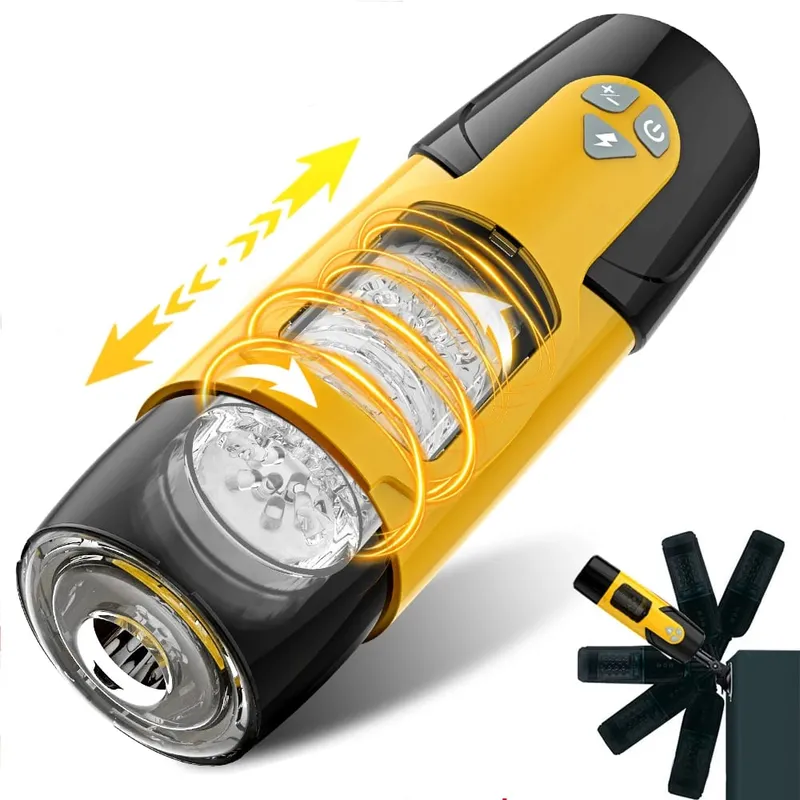 Masturbador automático para homens, rotação telescópica, copo de masturbação com alça, suporte para telefone, produtos adultos, brinquedo sexual para homens 18 +