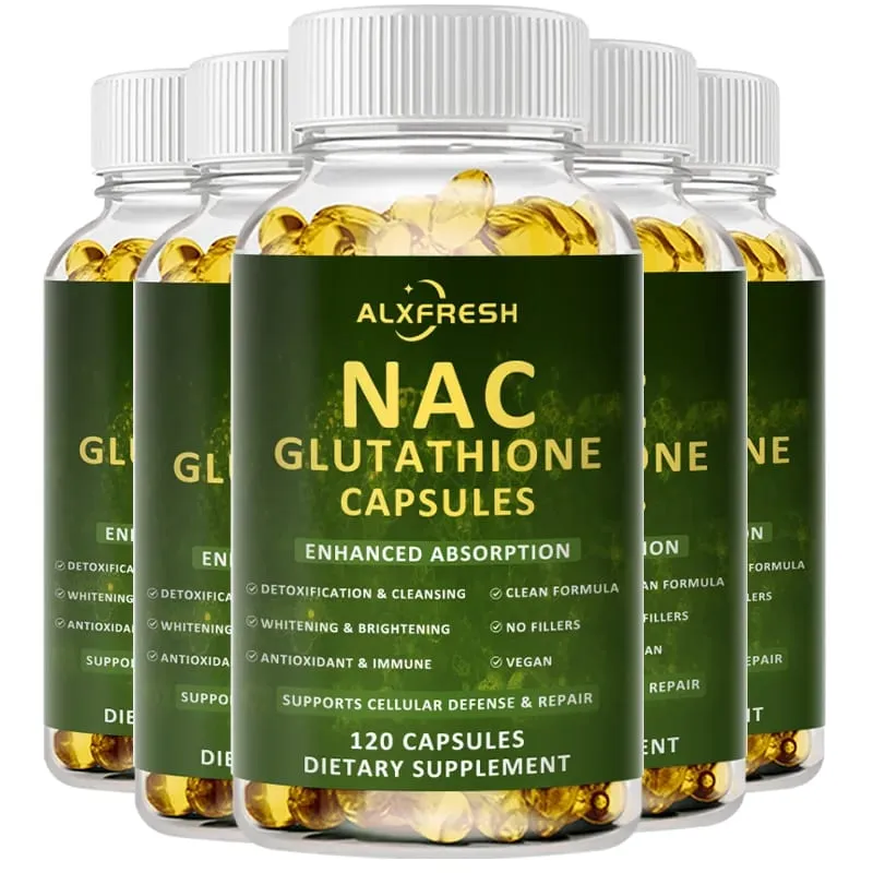 Complexo NAC + Glutationa Premium Detox e Reforço Antioxidante com Vitamina C | Suplemento de saúde do sistema imunológico para suporte ao fígado