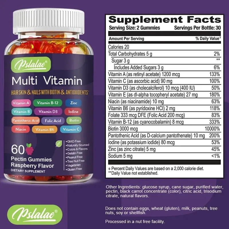 Multivitamin Gummies - Enhances Energy Levels Immune Support Antioxidant - with Vitamins and Minerals