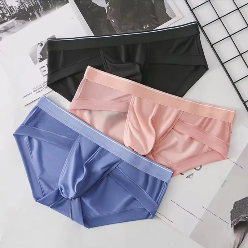 Cuecas masculinas respirável 3d bolsa leve biquíni masculino macio puro conforto secagem rápida elástico triângulo para o verão