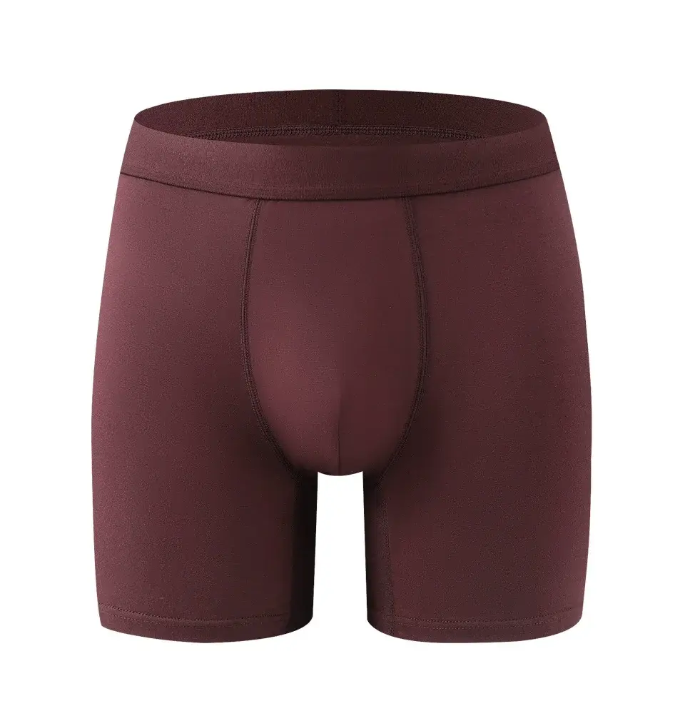 Cueca boxer masculina de fibra de bambu – peça única, roupa íntima macia de cor sólida com cintura sem costura e bolsa com contornos — image 6