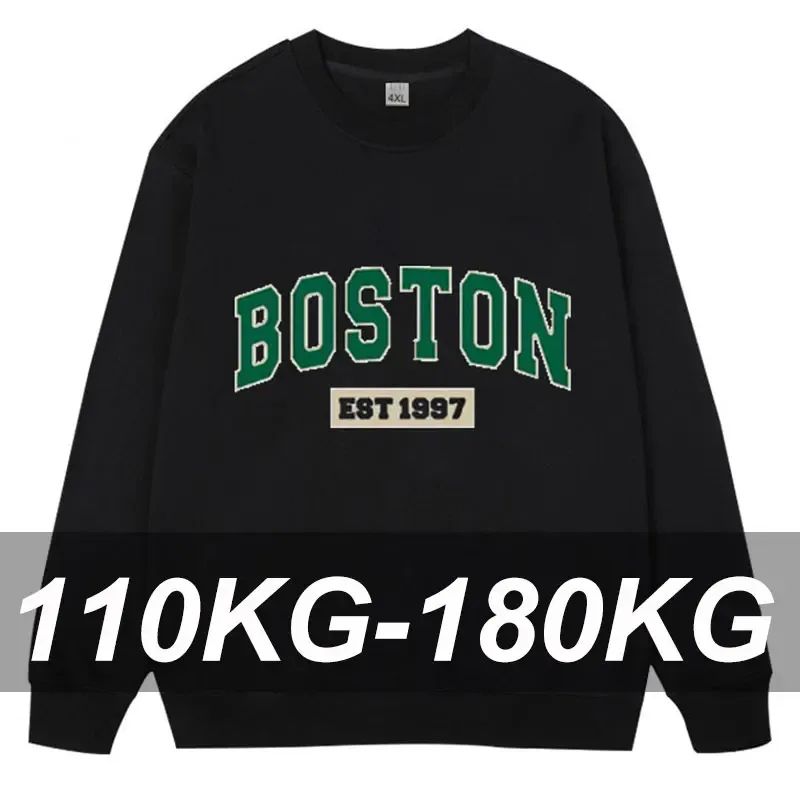Plus size pullovers moletom masculino 110-185kg oversized em torno do pescoço manga longa camisetas soltas tamanho grande roupas masculinas 1xl-7xl