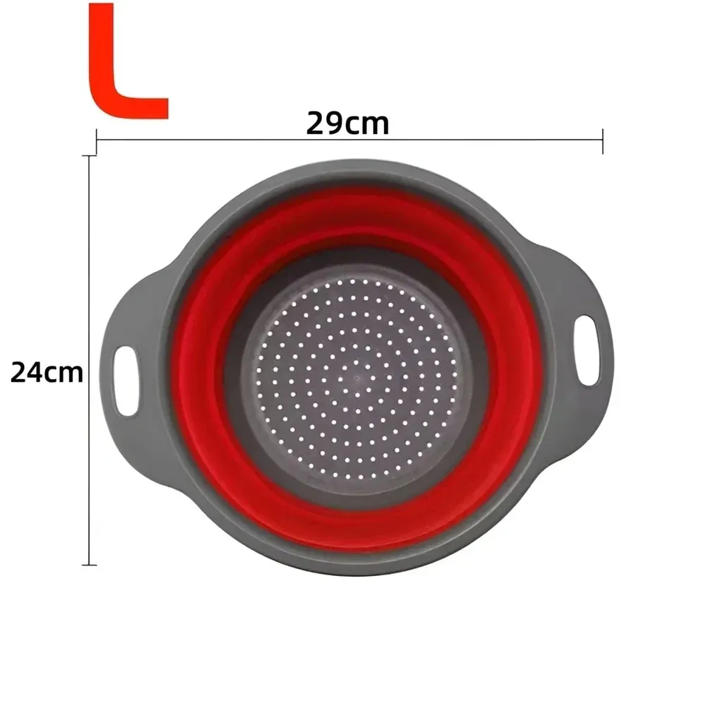 2 pçs silicone dobrável escorredor cesta frutas vegetais dobrável coador de cozinha para alimentos macarrão utensílios de cozinha dispositivo de drenagem — image 14