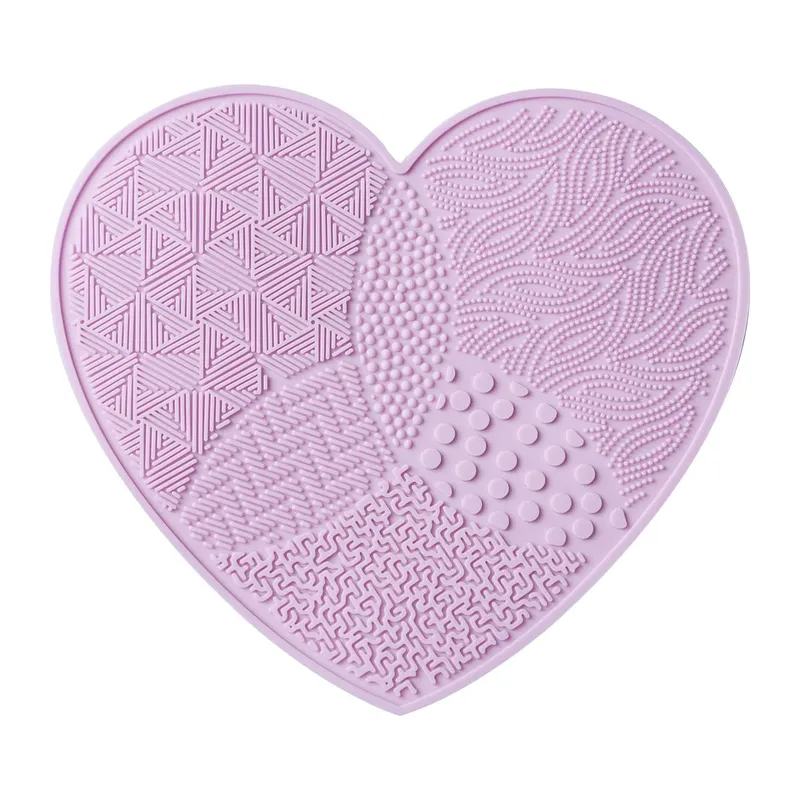Almofada de esfrega pincéis de maquiagem limpeza de silicone com ventosa amor limpador de lavagem escova cosmética ferramenta de suprimentos de beleza