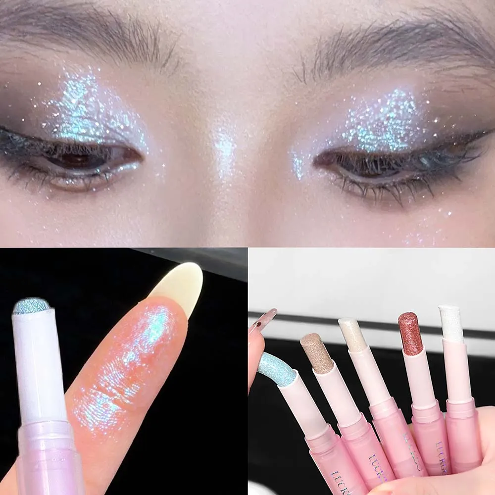 Caneta iluminadora de sombra brilhante, à prova d'água, azul diamante, gelatina, bastão, glitter, rosa, roxo, sombra de olho, maquiagem brilhante