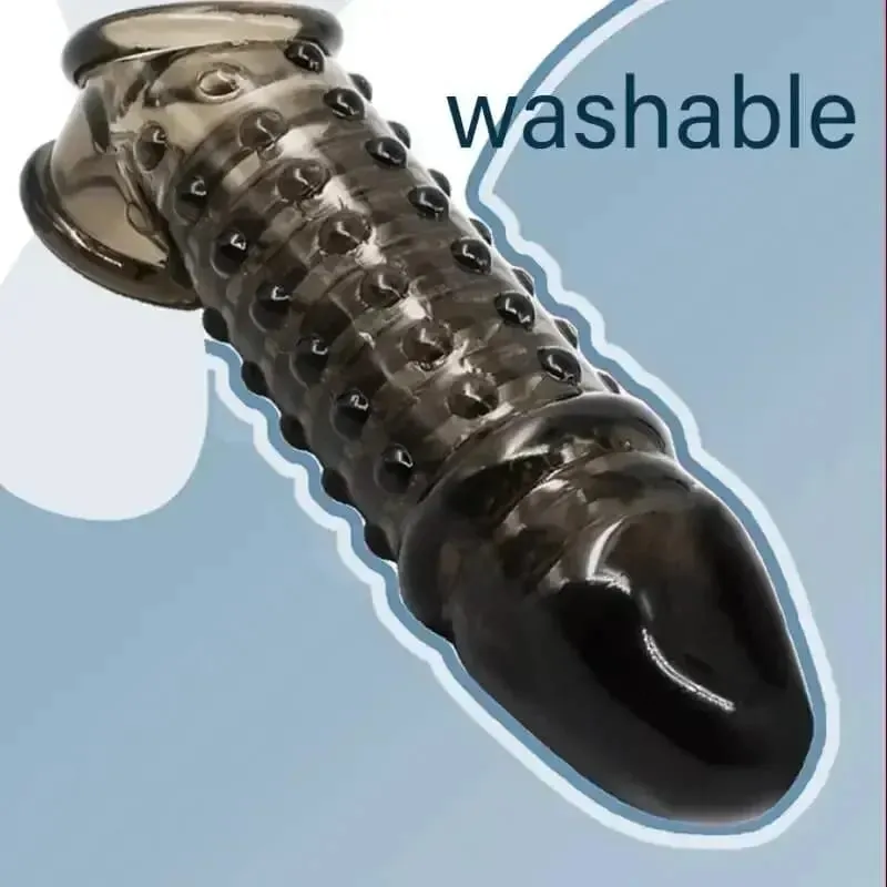 Extensor de pênis reutilizável, anéis penianos, atraso na ejaculação, camisinha para pau, capa de silicone, ampliação, brinquedos sexuais para homens