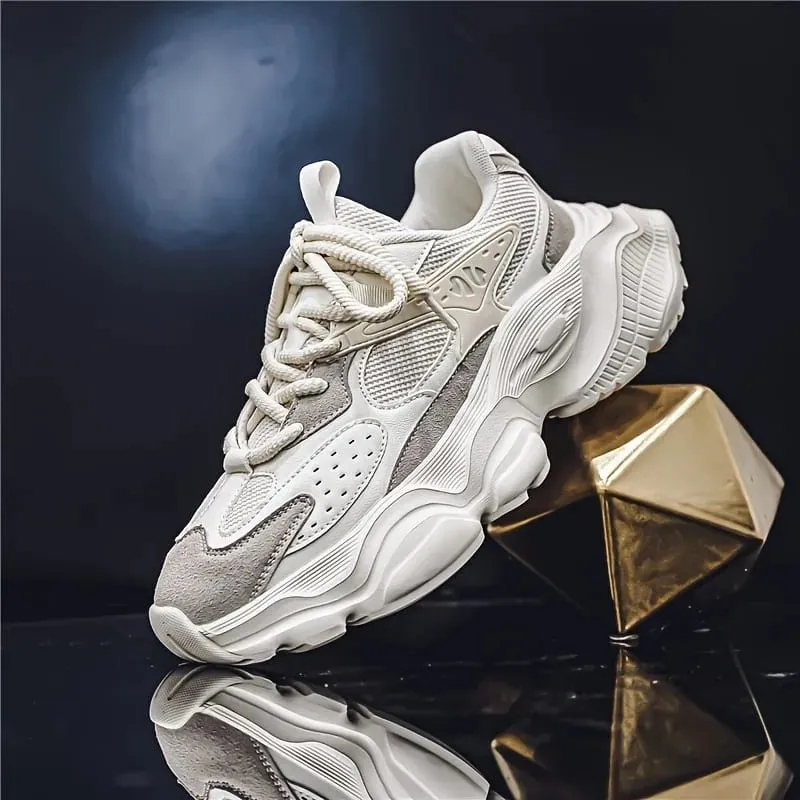 Sapatos casuais masculinos com sola grossa e tendência de primavera e outono, novos sapatos confortáveis ​​para pai, para viagens ao ar livre