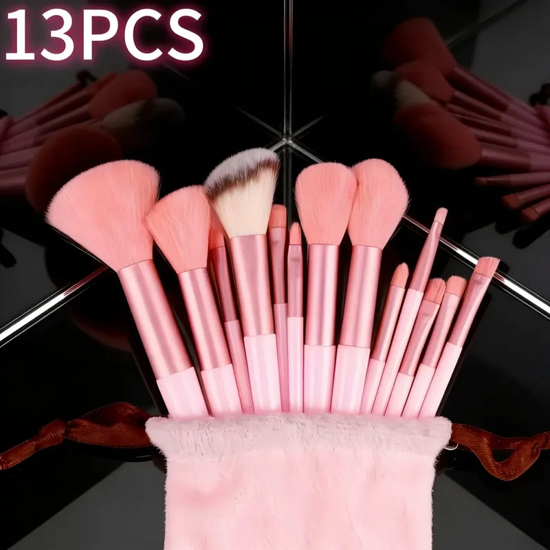 Conjunto de pincéis cosméticos profissionais 13/53pcs para pele mista com pincéis macios, perfeito para iniciantes e maquiadores