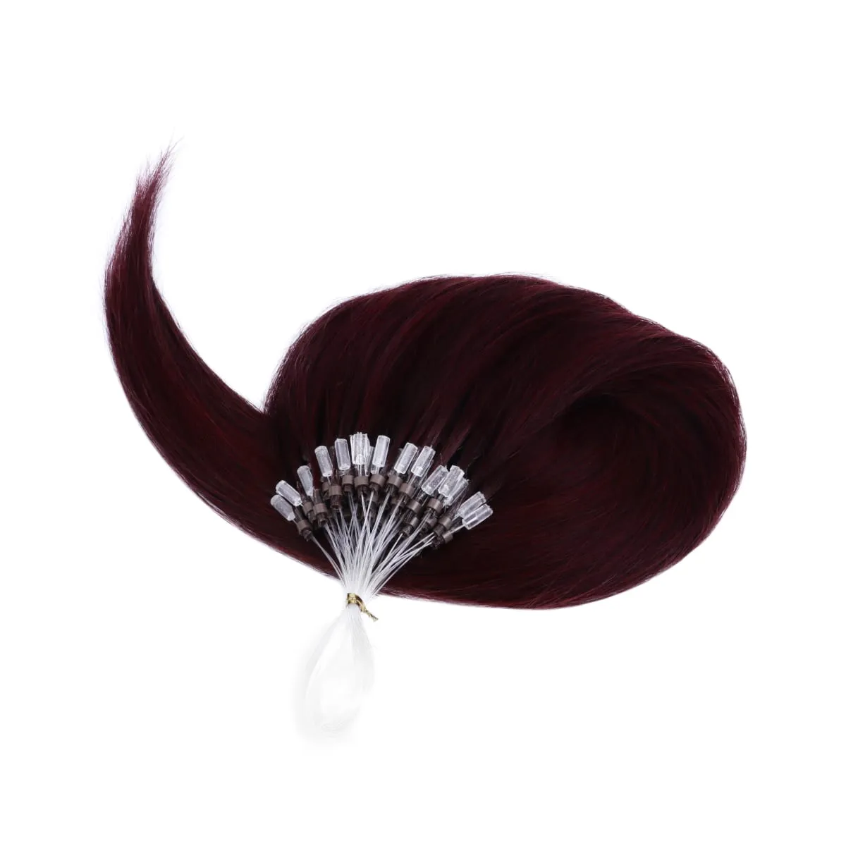 Micro Loop Human Hair Extensions - 50 Strands Thick Straight Clip-In Hair for Instant Volume & Length