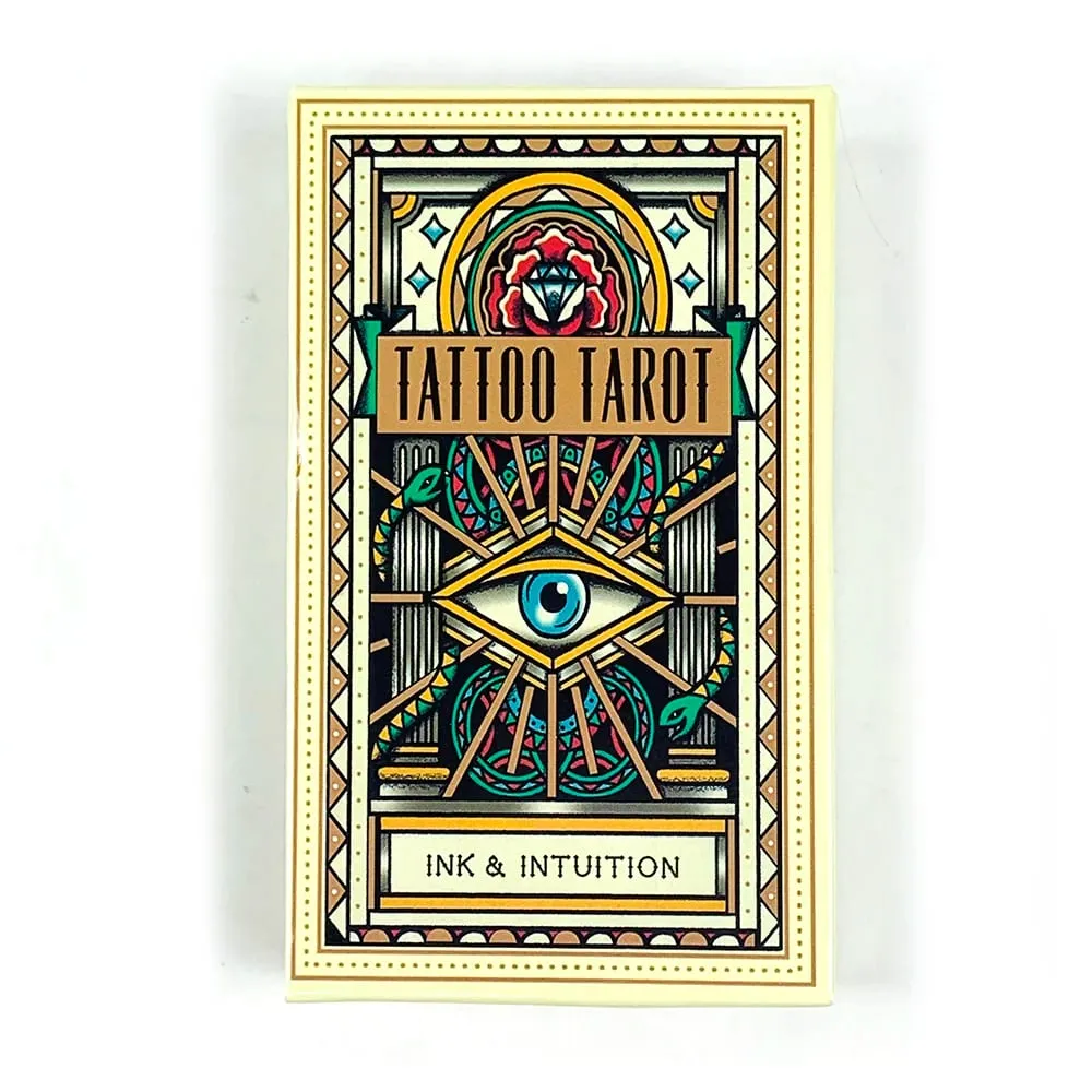 Venda quente cartas de tarô de tatuagem um 78 baralho de tarô pdf guia futuro adivinhação borad jogos de cartas de reunião de família