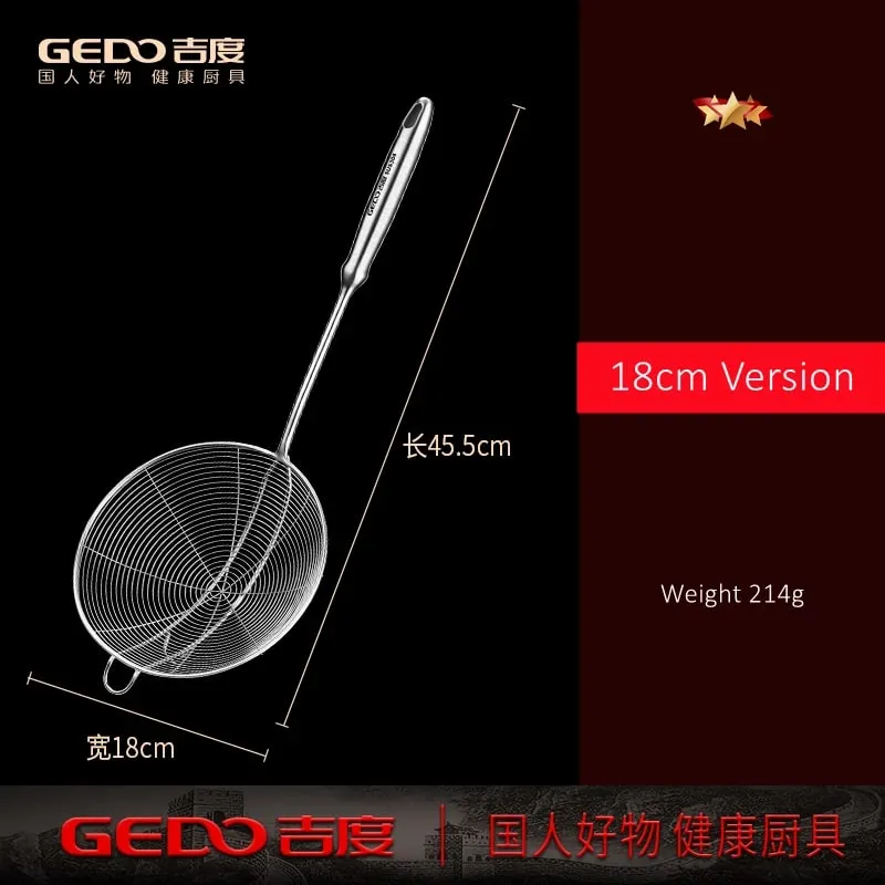 Certificação LFGB 304 Coador de Cozinha em Aço Inoxidável Ultra Durável Peneira de Fio 14 ~ 18cm de Diâmetro Fritura Scooping Tool