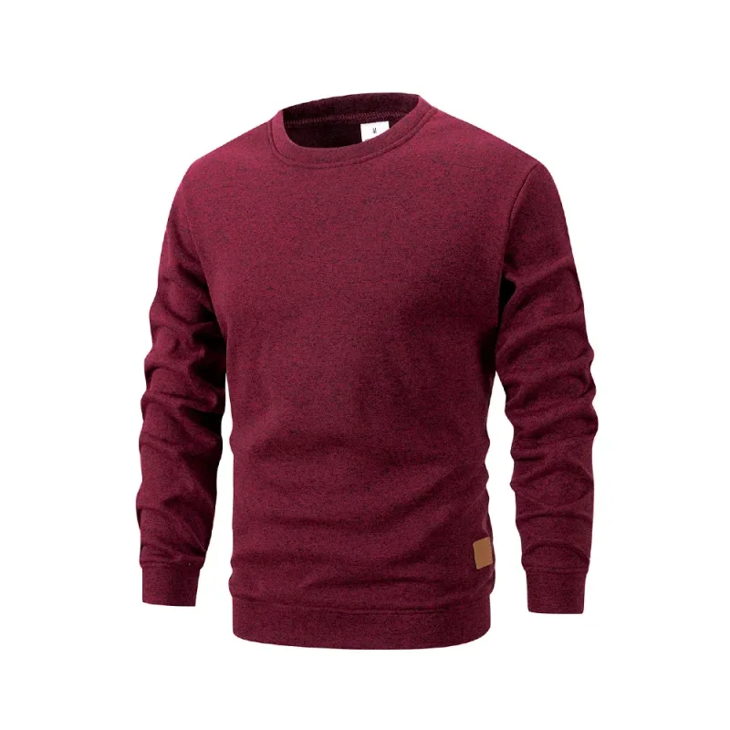 Moletom masculino quente com gola redonda, forrado de lã, pulôver térmico, outono inverno, moda casual, suéter solto de malha com capuz de manga comprida