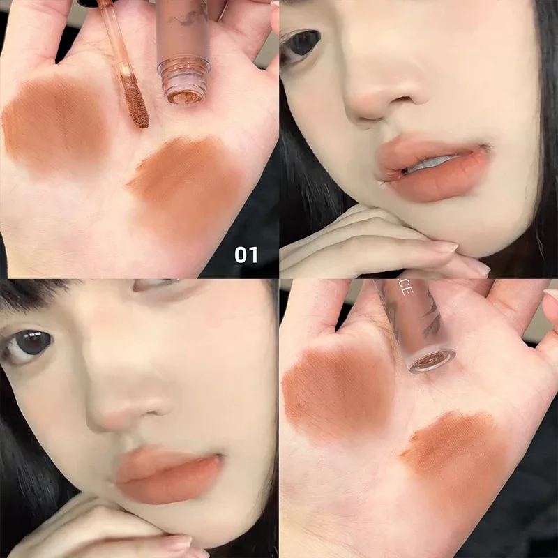 Punk marrom escuro lábio lama nude fosco laranja marrom brilho labial framboesa vermelho batom líquido à prova dwaterproof água antiaderente copo lábio matiz maquiagem