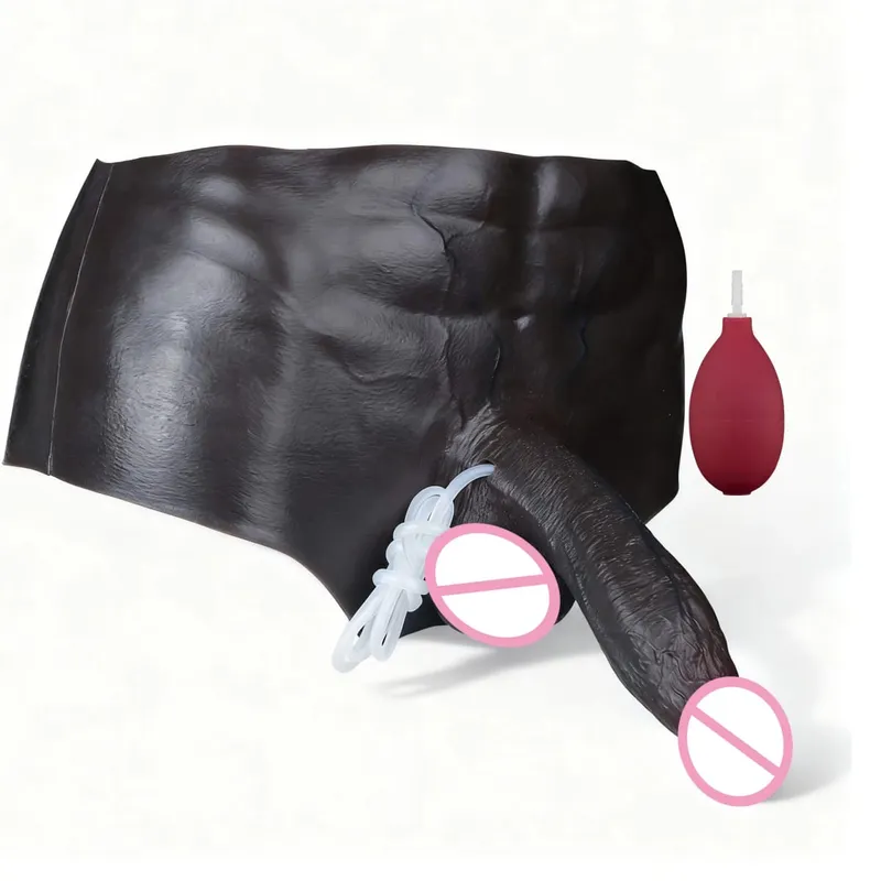 Calcinha preta de silicone nude, esguicho com pênis sólido simulado, grande realista, ejaculação, brinquedo sexual para mulheres