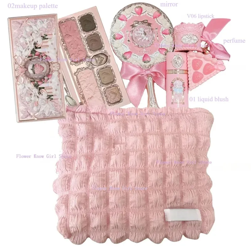 Flor saber morango cupido coleção kit de maquiagem completa profissional rosto paleta blush sombra lábio creme sólido perfume conjuntos