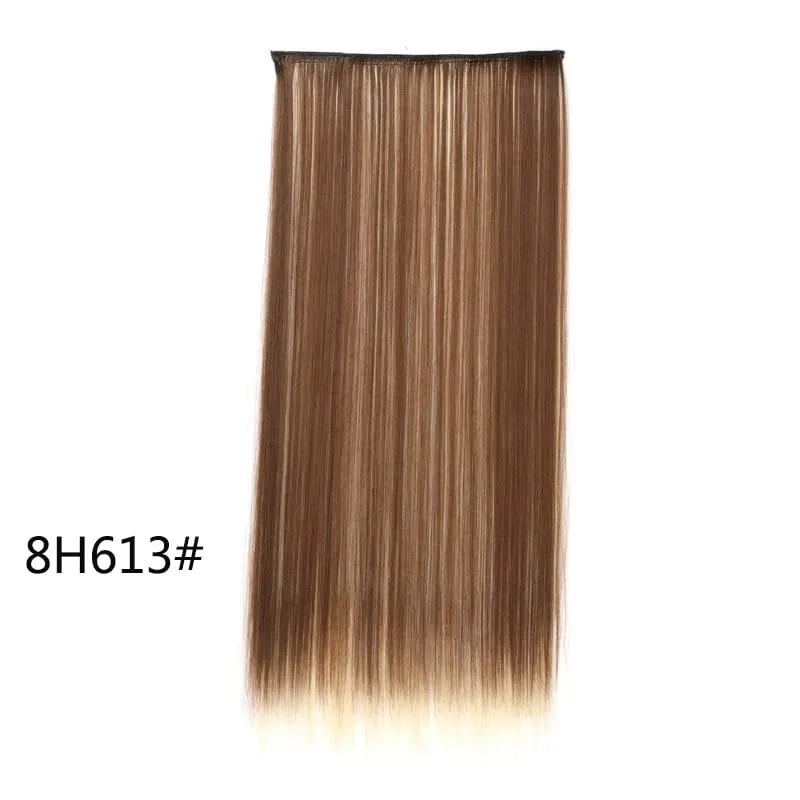 Extensões de cabelo invisíveis sintéticas de 5 clipes de uma peça longa e reta 24 polegadas resistente ao calor para mulheres