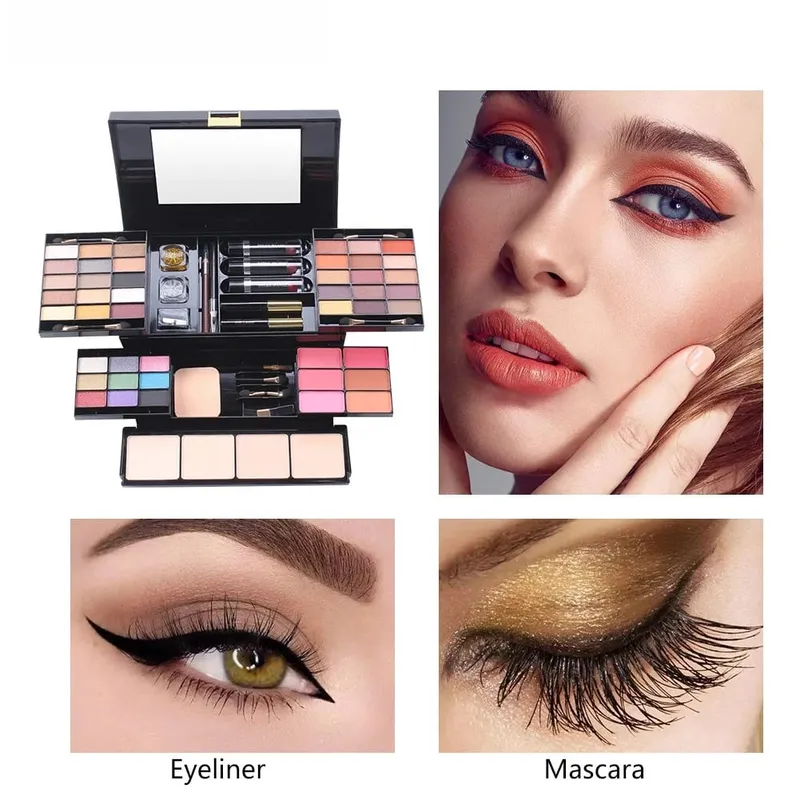 56 pçs kit de maquiagem profissional conjunto de maquiagem com caso de maquiagem feriado beleza presente conjunto starter cosméticos kits completos para mulher