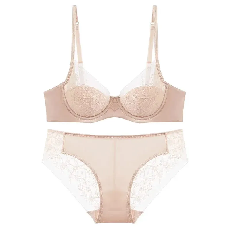 Kit íntimo de renda vermelha festiva de noiva com arame macio, copo fino, conjunto de lingerie de suporte para busto pequeno 32-38, roupa íntima feminina