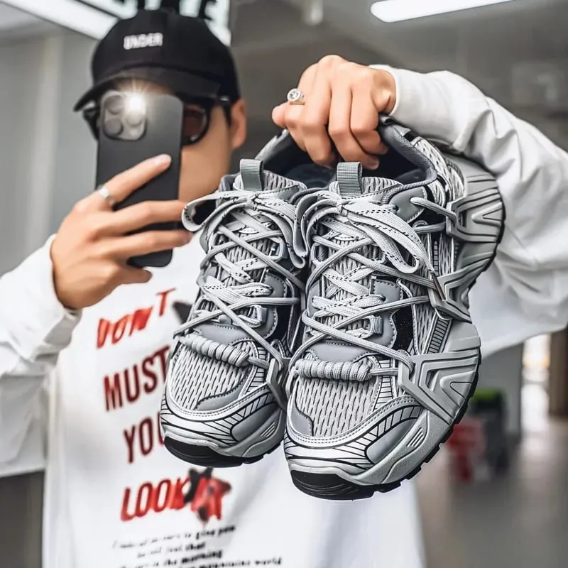 Sneakers for Men Chic Breathable Anti Slip Mesh Sneakers Men Light Comfort Outdoor Casual Thick-soled Sneakers Zapatillas Hombre