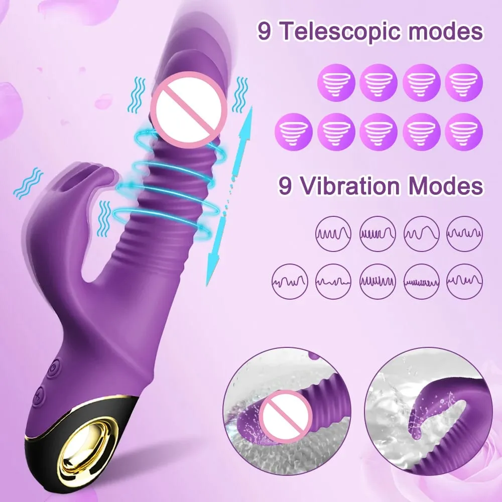 2022 Rabbit Thrusting Vibrator Automatic Telescopic G-Spot Clitoris Stimulator Female Masturbation Sex Toys For Women Adults